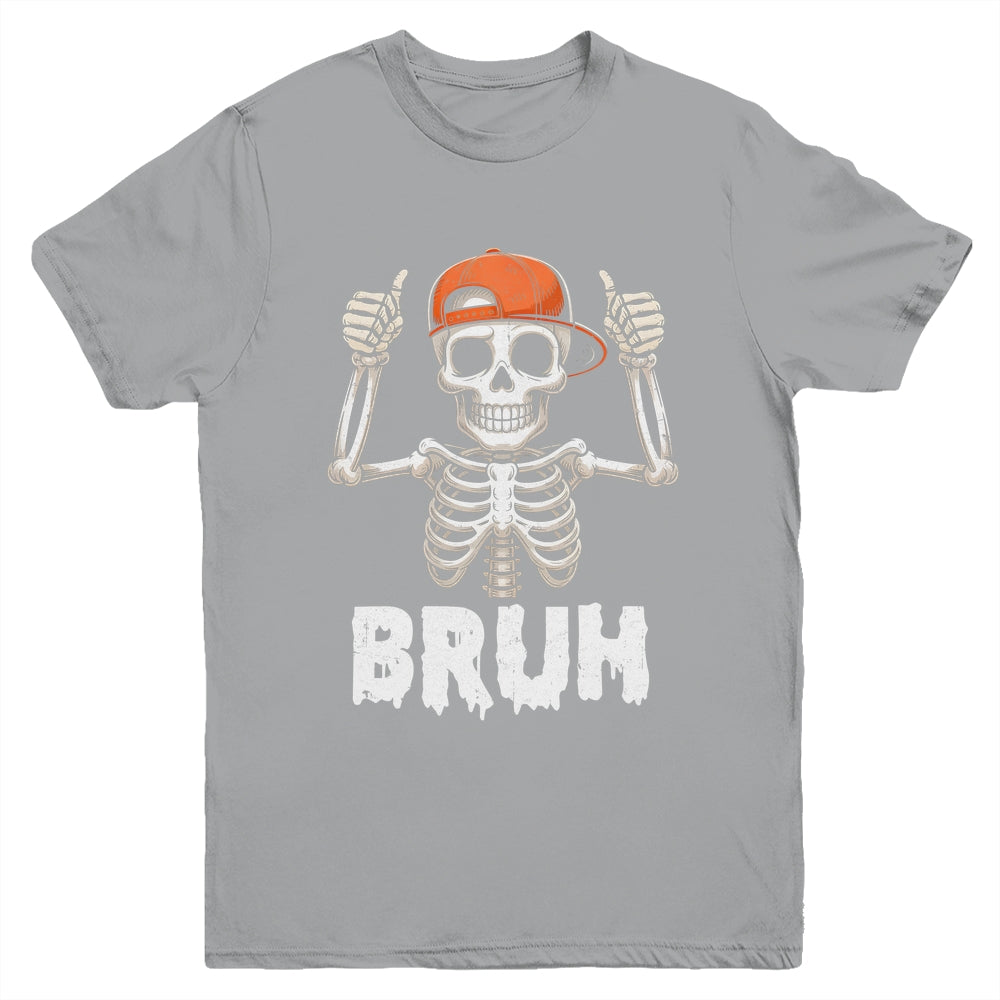 Skeleton Rock On Bruh Halloween For Men Boy Kids Funny Youth Shirt | siriusteestore
