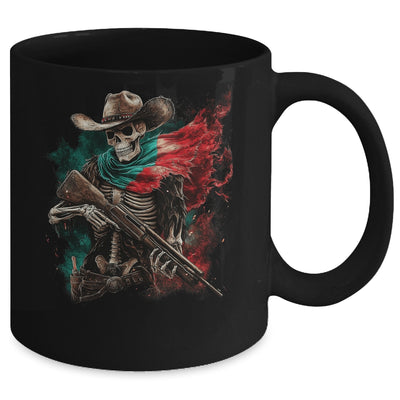 Skeleton Skull Cowboy Hat Mexico Flag USA Gun Scary Horror Mug | siriusteestore