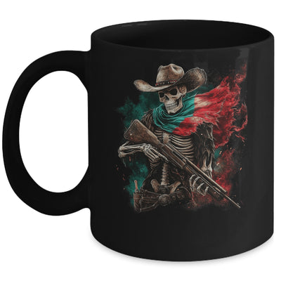 Skeleton Skull Cowboy Hat Mexico Flag USA Gun Scary Horror Mug | siriusteestore
