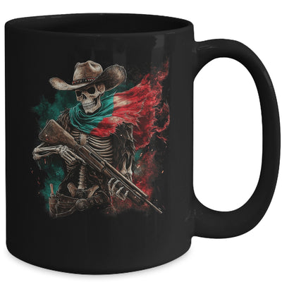 Skeleton Skull Cowboy Hat Mexico Flag USA Gun Scary Horror Mug | siriusteestore