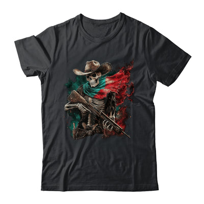 Skeleton Skull Cowboy Hat Mexico Flag USA Gun Scary Horror Shirt & Hoodie | siriusteestore