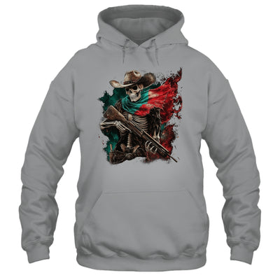 Skeleton Skull Cowboy Hat Mexico Flag USA Gun Scary Horror Shirt & Hoodie | siriusteestore