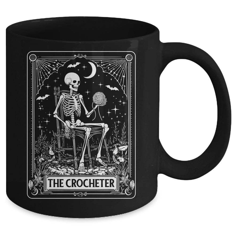 Skeleton The Crocheter Tarot Card Knitter Crochet Lover Mug | siriusteestore
