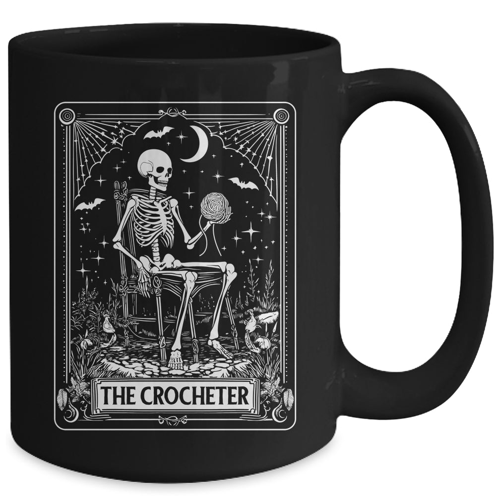 Skeleton The Crocheter Tarot Card Knitter Crochet Lover Mug | siriusteestore