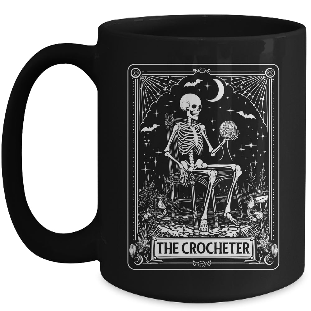 Skeleton The Crocheter Tarot Card Knitter Crochet Lover Mug | siriusteestore