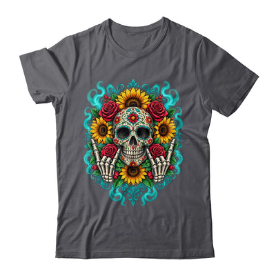 Skull Flowers On Rocker Sunflower Sugar Skull Rock Halloween Shirt & Hoodie | siriusteestore
