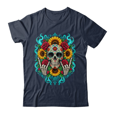 Skull Flowers On Rocker Sunflower Sugar Skull Rock Halloween Shirt & Hoodie | siriusteestore