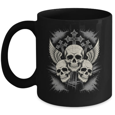 Skulls Cross Goth Rock Grunge Gothic Winged Aesthetic Mug | siriusteestore