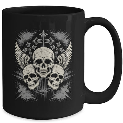 Skulls Cross Goth Rock Grunge Gothic Winged Aesthetic Mug | siriusteestore