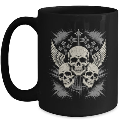 Skulls Cross Goth Rock Grunge Gothic Winged Aesthetic Mug | siriusteestore