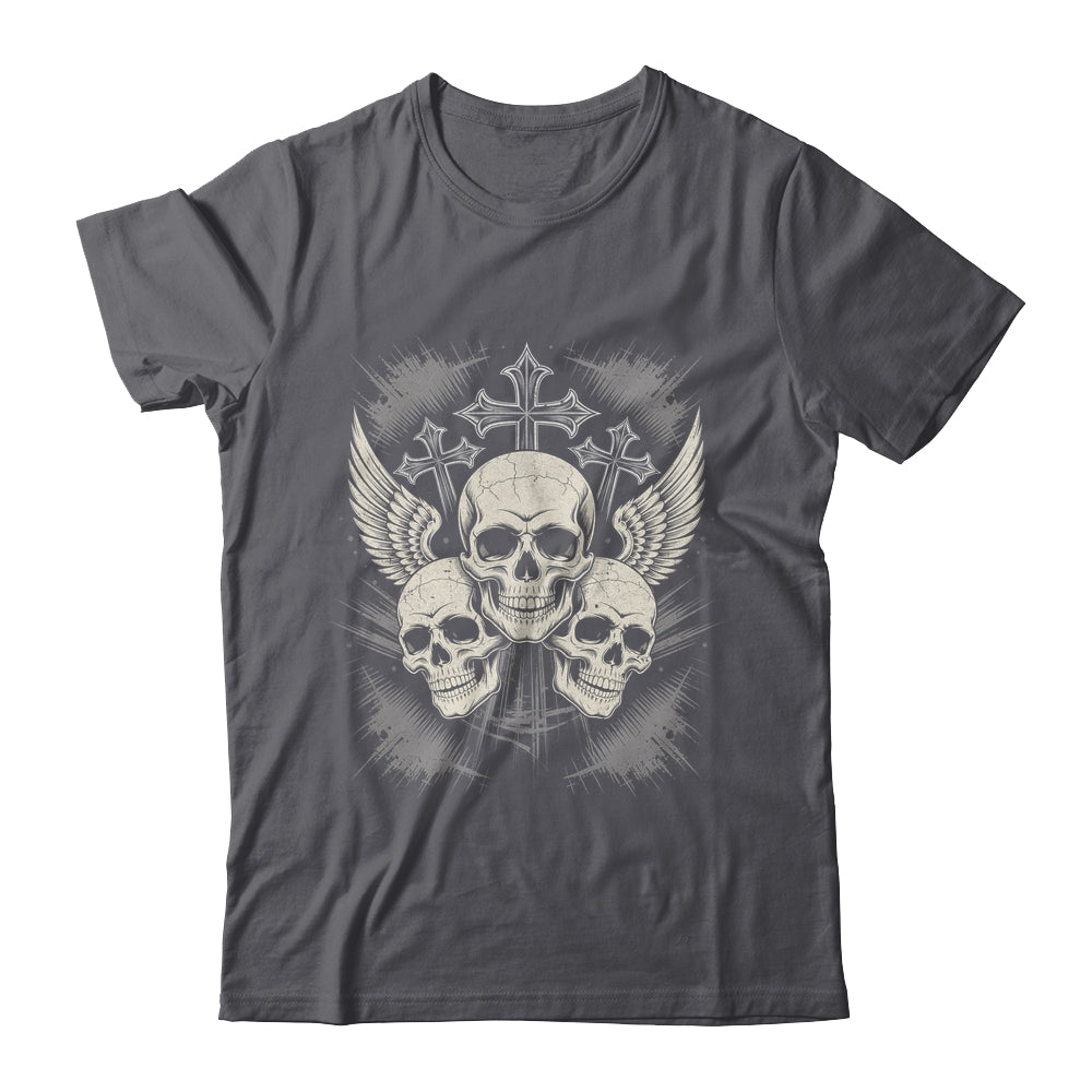 Skulls Cross Goth Rock Grunge Gothic Winged Aesthetic Shirt & Hoodie | siriusteestore