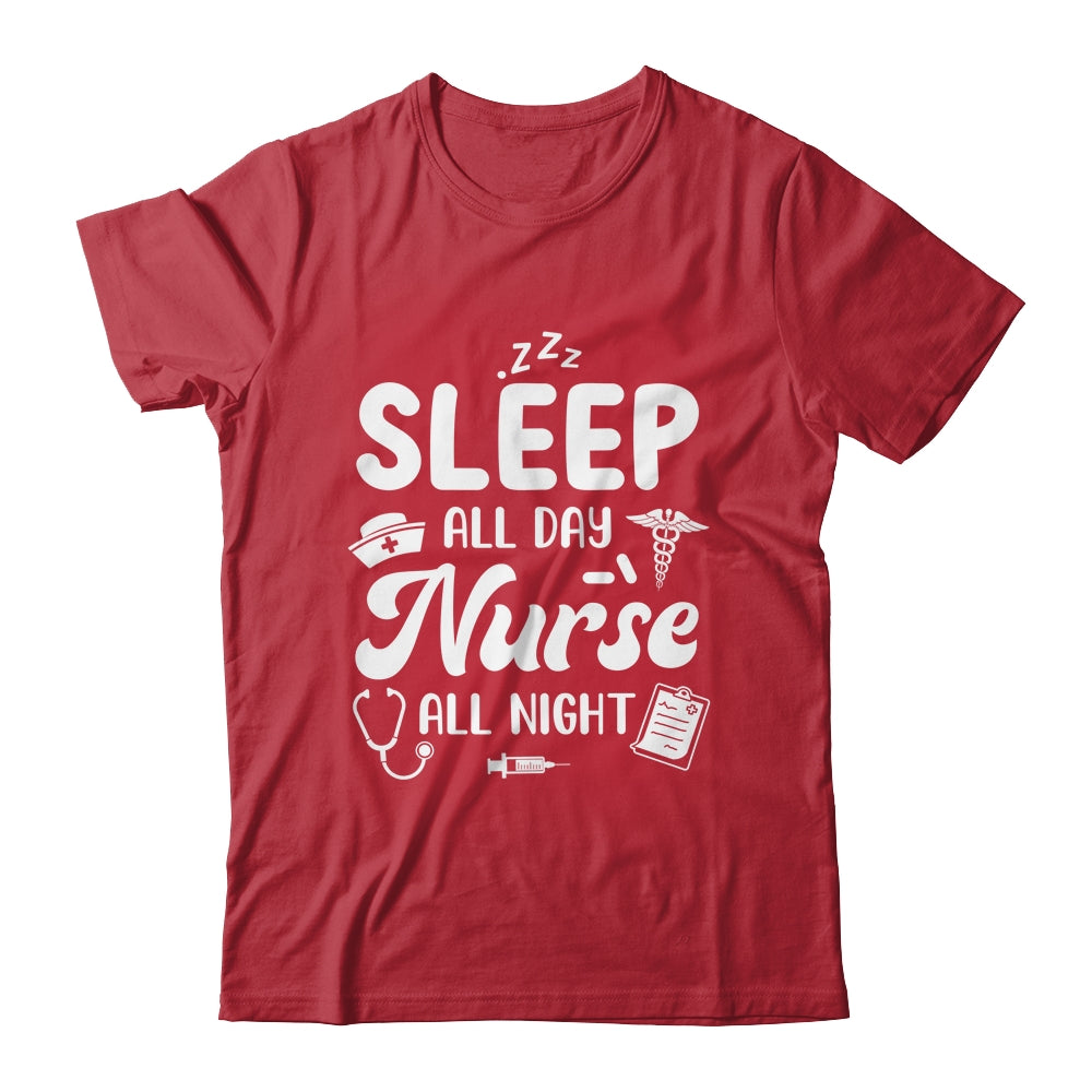 Sleep All Day Nurse All Night Funny Night Shift Nurses Shirt & Tank Top | siriusteestore