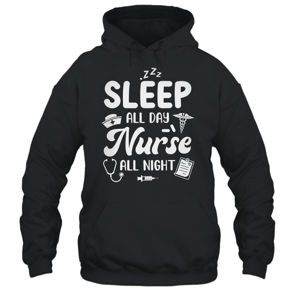 Sleep All Day Nurse All Night Funny Night Shift Nurses Shirt & Tank Top | siriusteestore