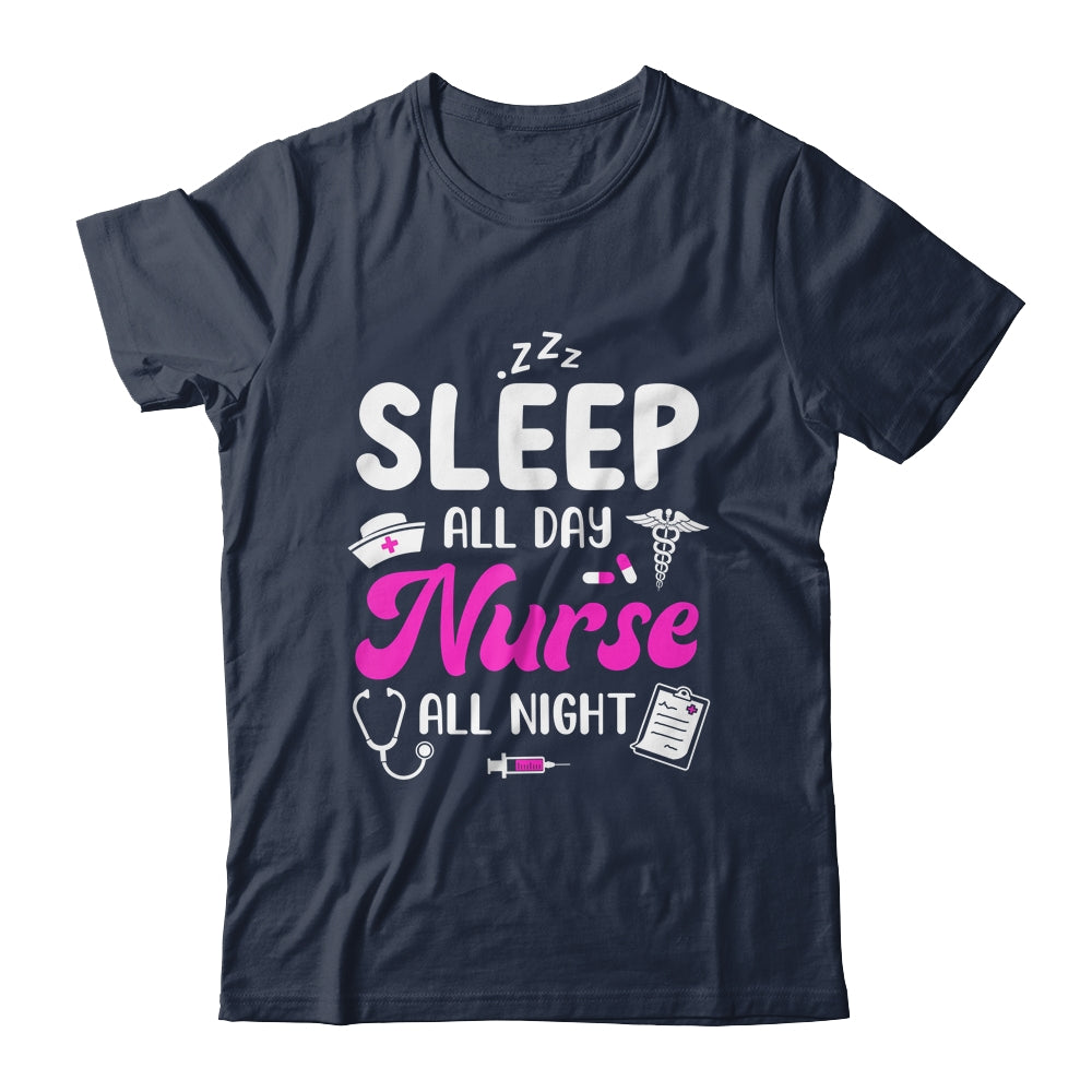 Sleep All Day Nurse All Night Funny Nursing ER RN LPN CNA Shirt & Tank Top | siriusteestore