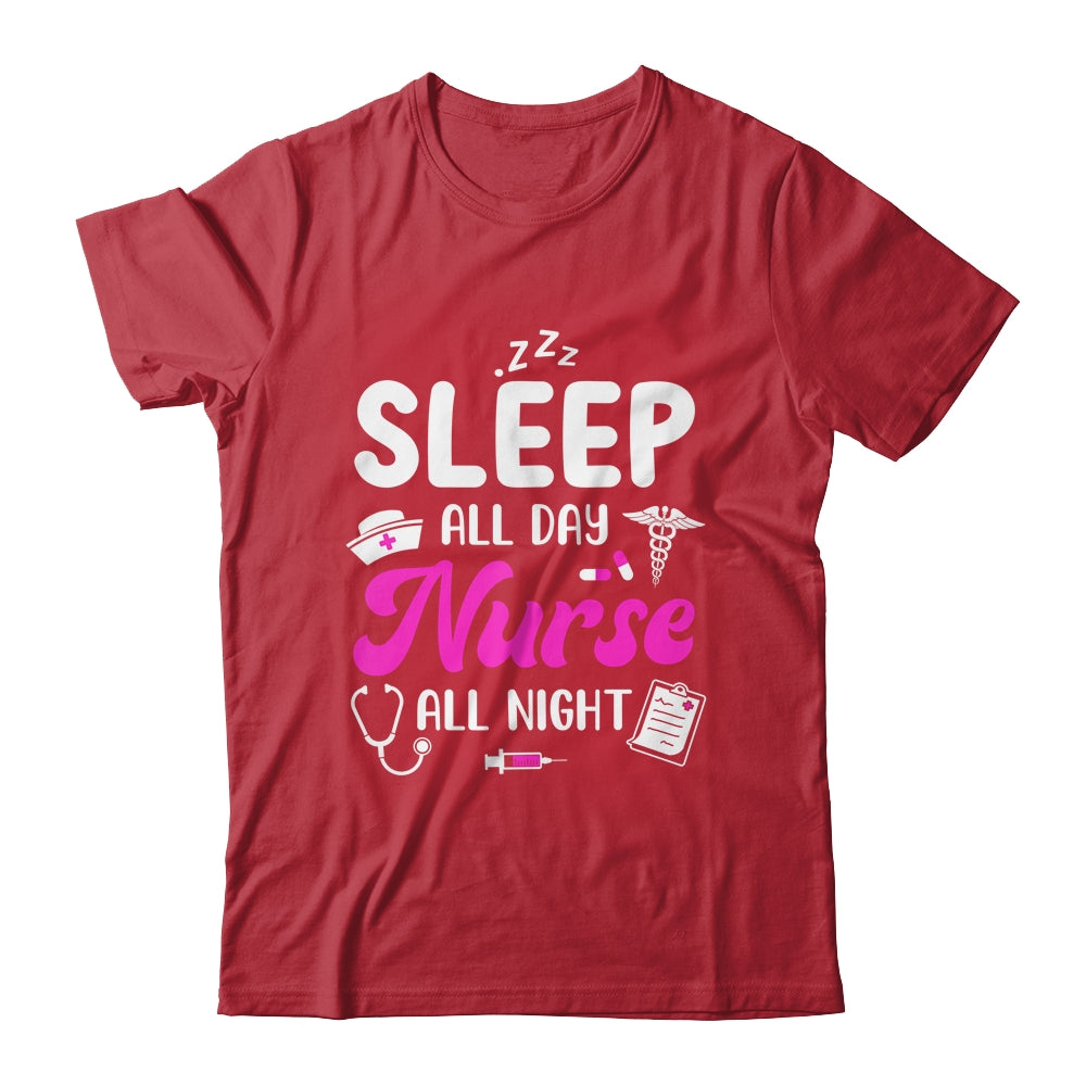 Sleep All Day Nurse All Night Funny Nursing ER RN LPN CNA Shirt & Tank Top | siriusteestore
