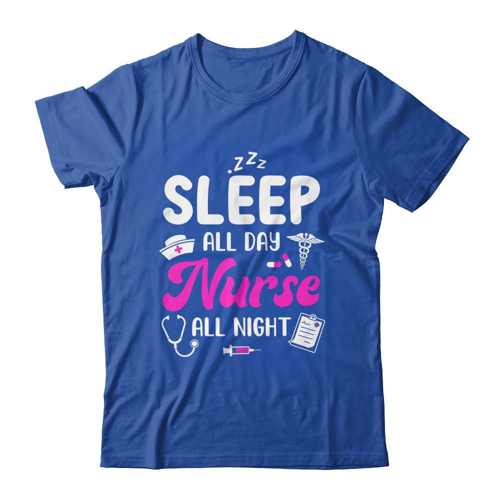 Sleep All Day Nurse All Night Funny Nursing ER RN LPN CNA Shirt & Tank Top | siriusteestore