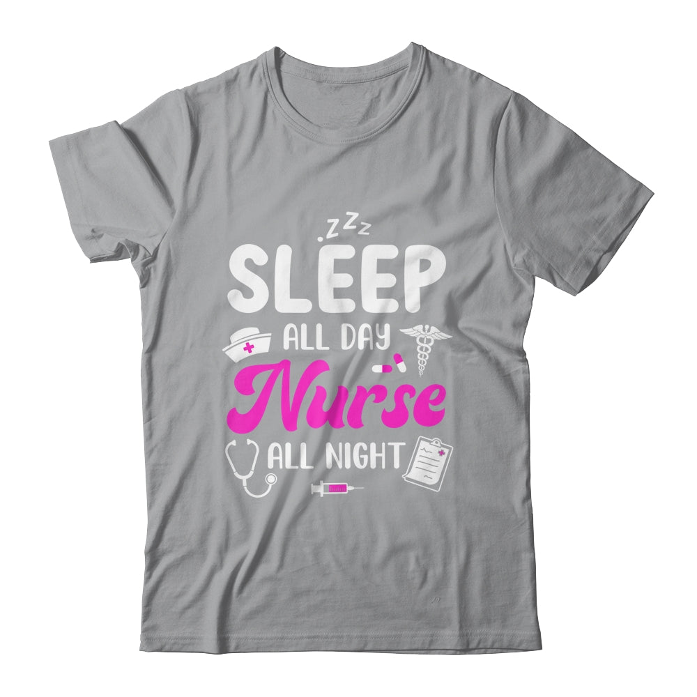 Sleep All Day Nurse All Night Funny Nursing ER RN LPN CNA Shirt & Tank Top | siriusteestore
