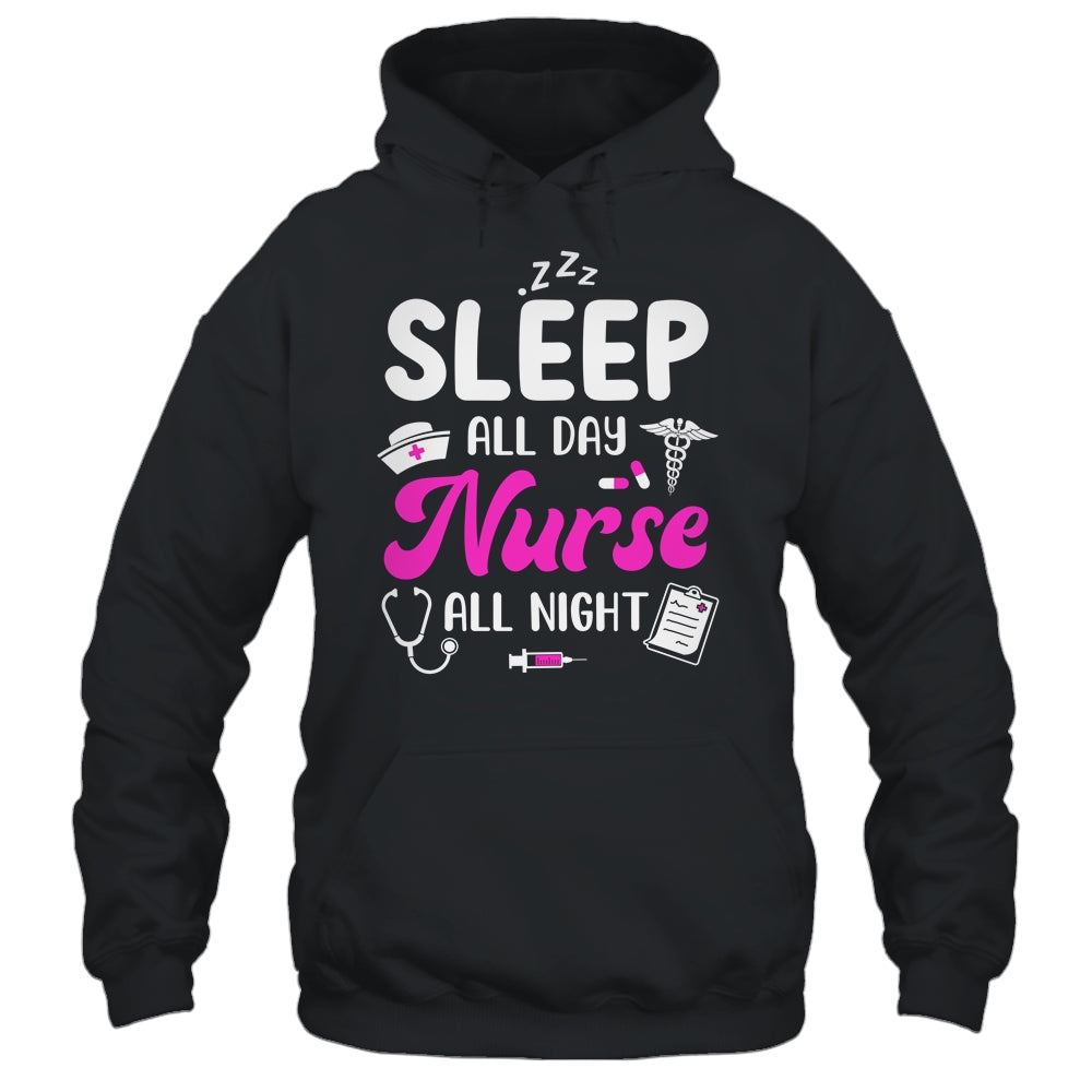 Sleep All Day Nurse All Night Funny Nursing ER RN LPN CNA Shirt & Tank Top | siriusteestore