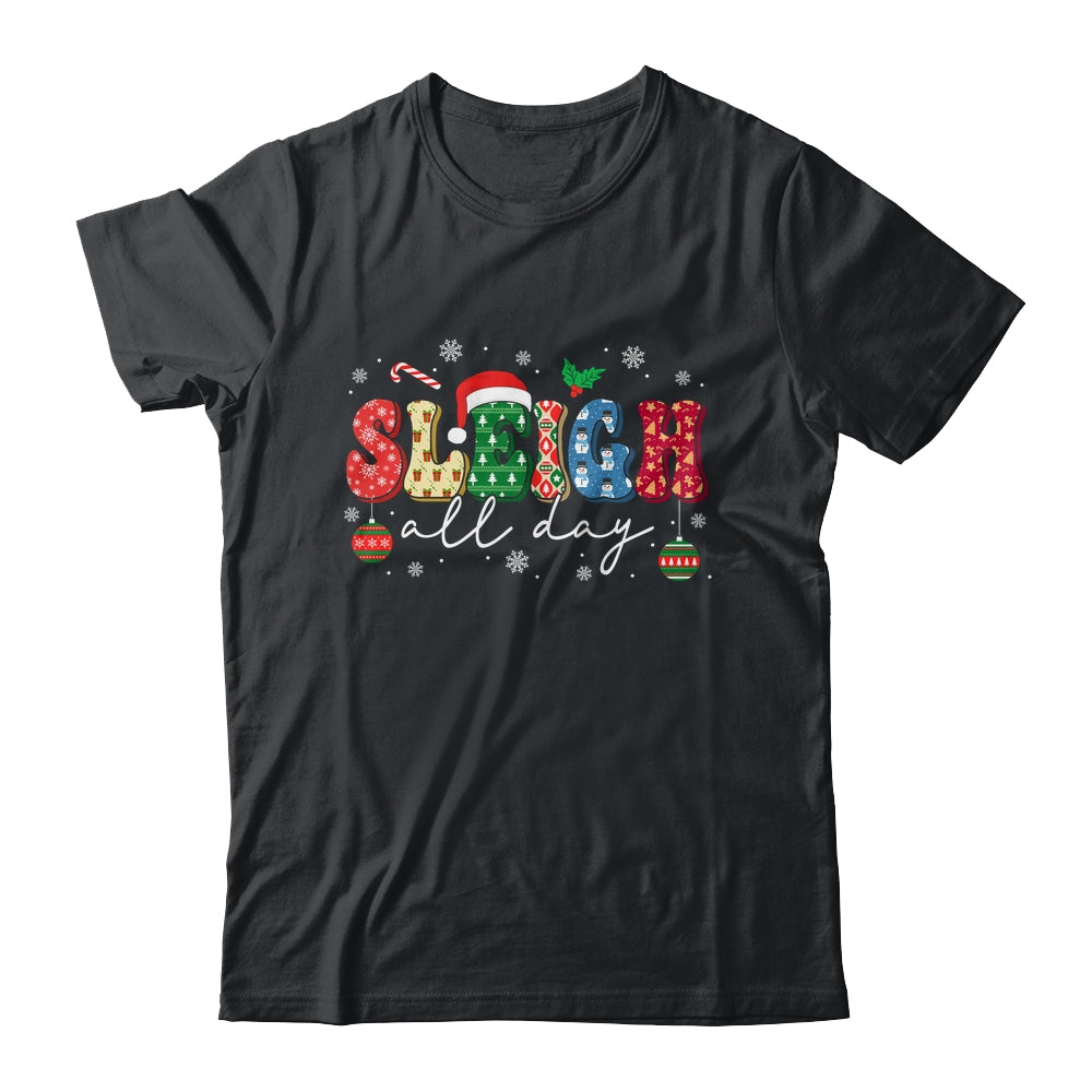 Sleigh All Day Slay Women Christmas Vintage Groovy Santa Hat Shirt & Sweatshirt | siriusteestore
