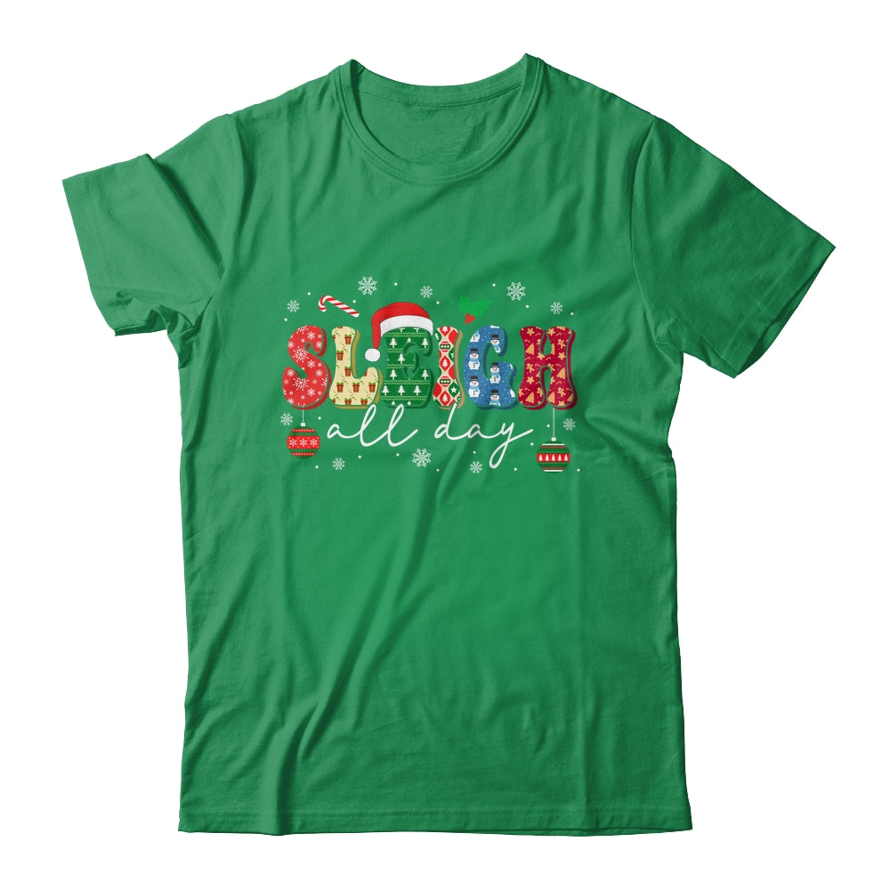 Sleigh All Day Slay Women Christmas Vintage Groovy Santa Hat Shirt & Sweatshirt | siriusteestore