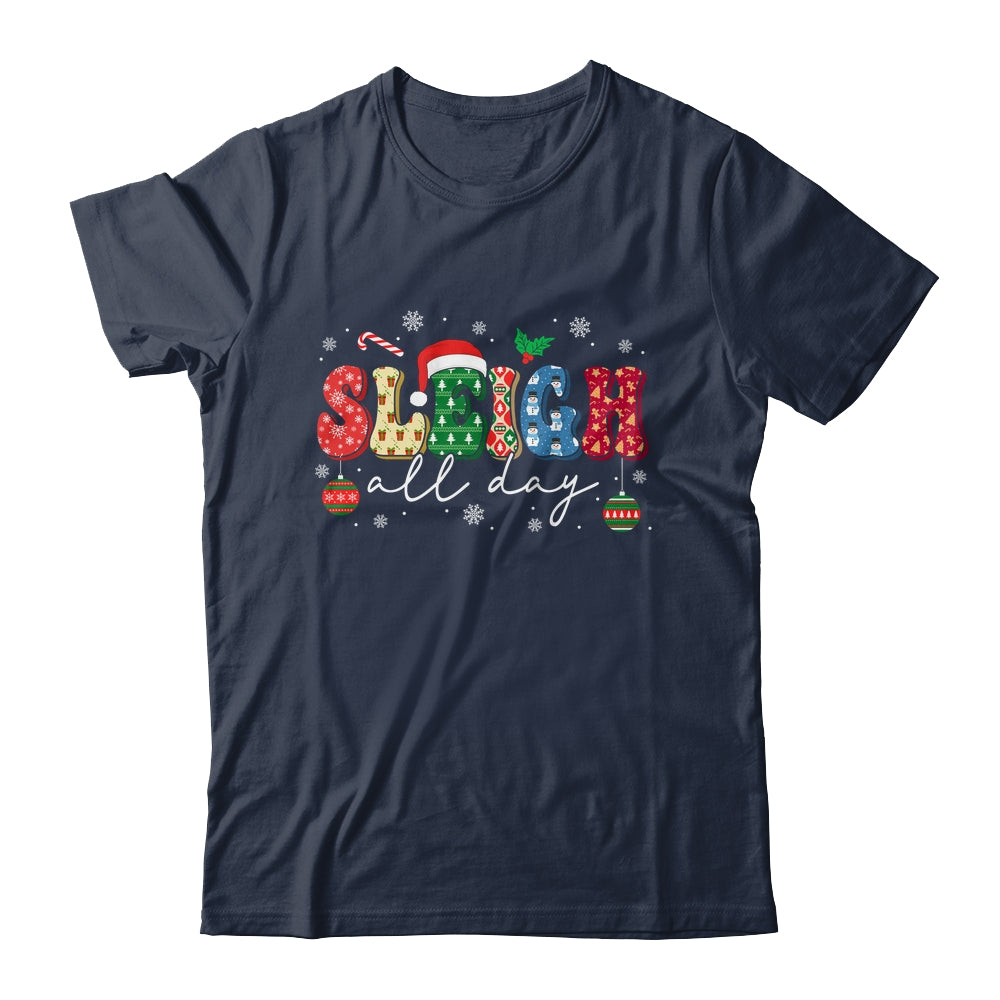 Sleigh All Day Slay Women Christmas Vintage Groovy Santa Hat Shirt & Sweatshirt | siriusteestore