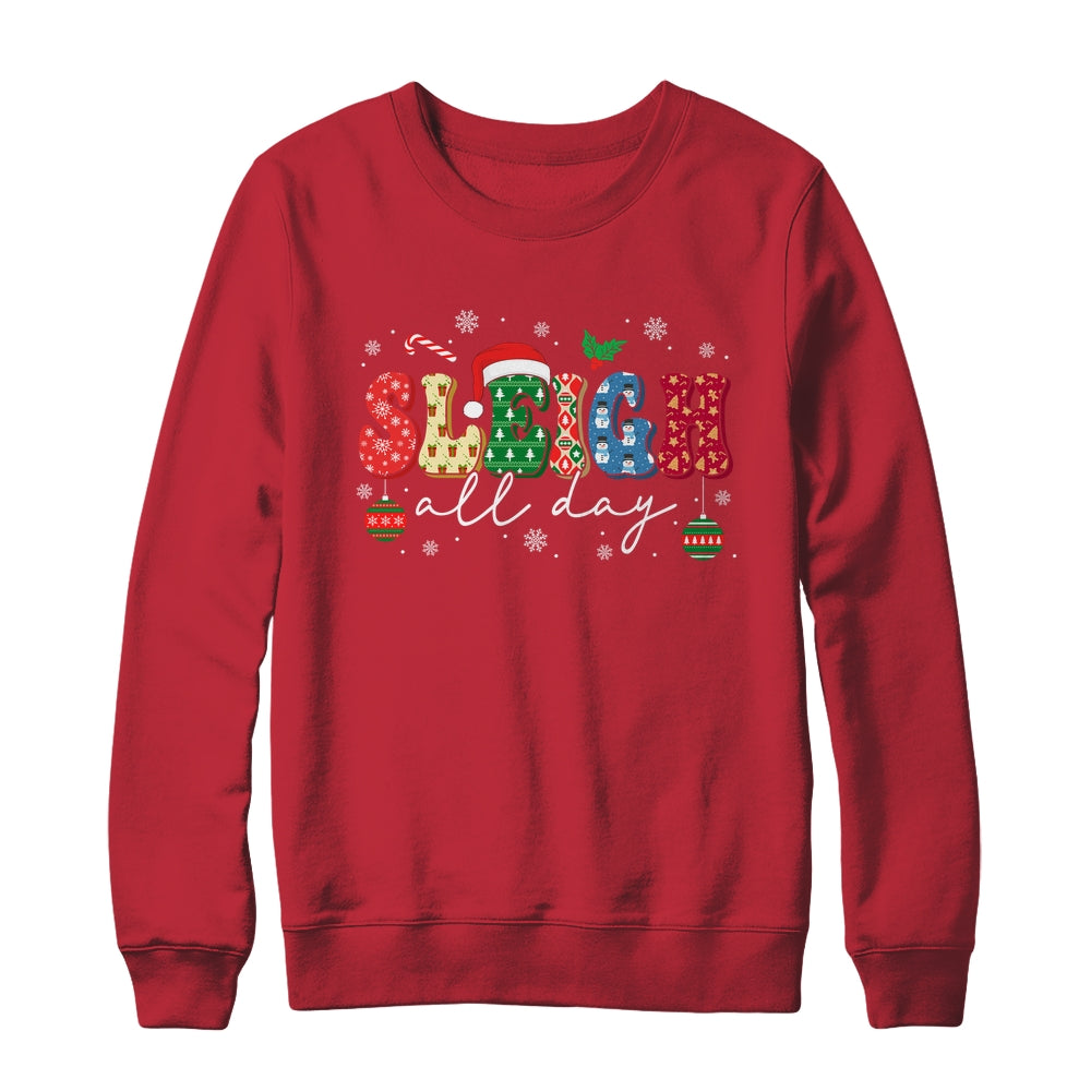 Sleigh All Day Slay Women Christmas Vintage Groovy Santa Hat Shirt & Sweatshirt | siriusteestore