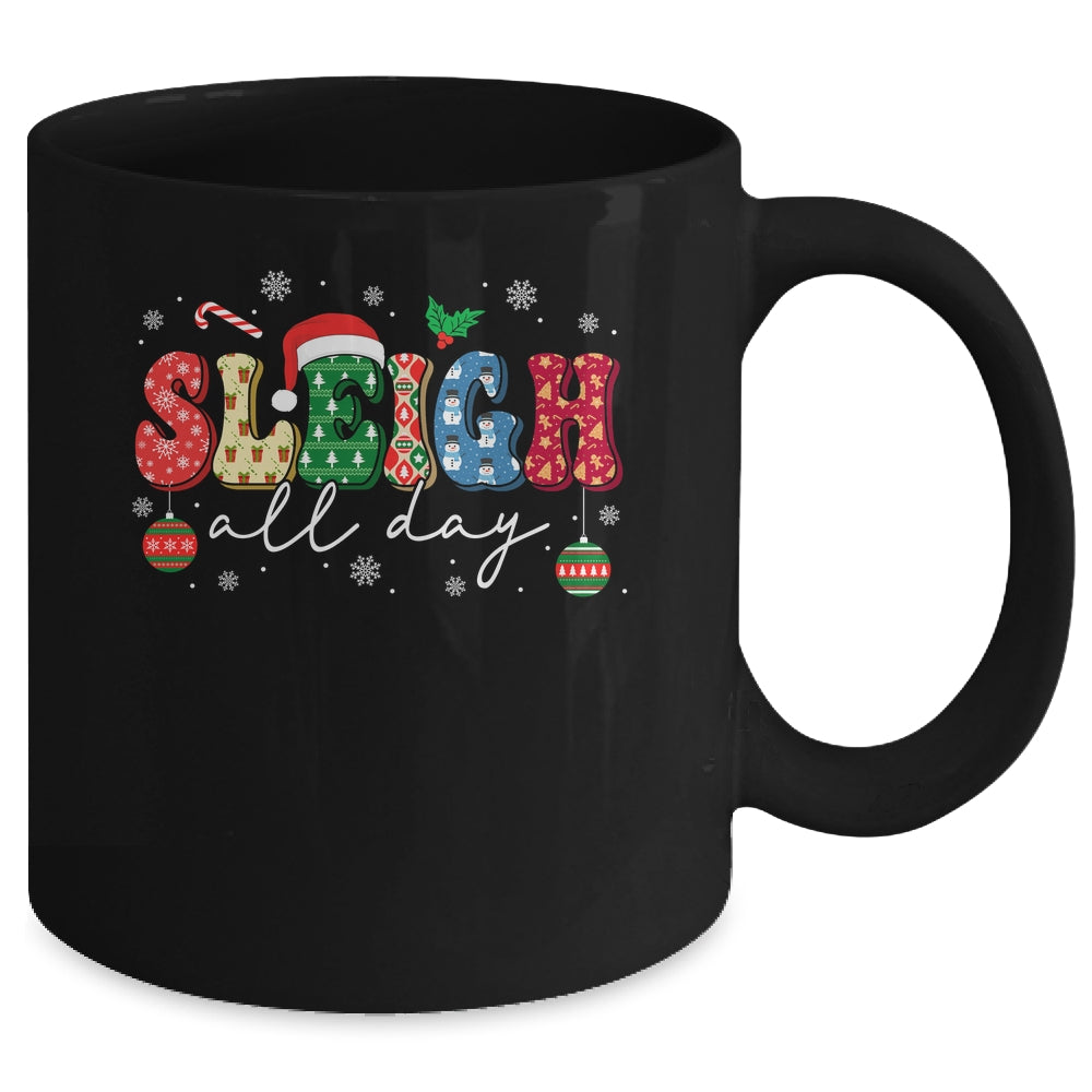 Sleigh All Day Slay Women Christmas Vintage Groovy Santa Hat Mug | siriusteestore