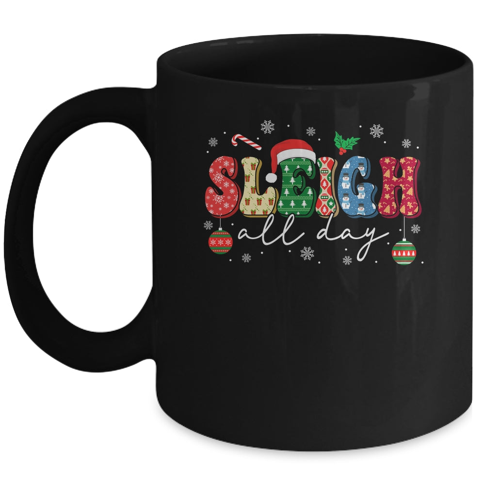 Sleigh All Day Slay Women Christmas Vintage Groovy Santa Hat Mug | siriusteestore