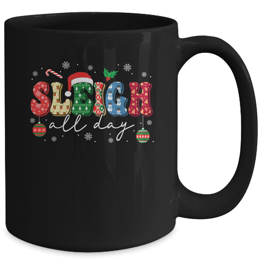 Sleigh All Day Slay Women Christmas Vintage Groovy Santa Hat Mug | siriusteestore