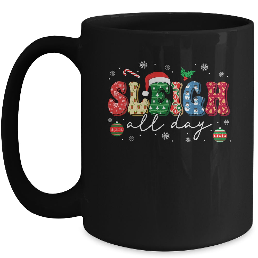 Sleigh All Day Slay Women Christmas Vintage Groovy Santa Hat Mug | siriusteestore