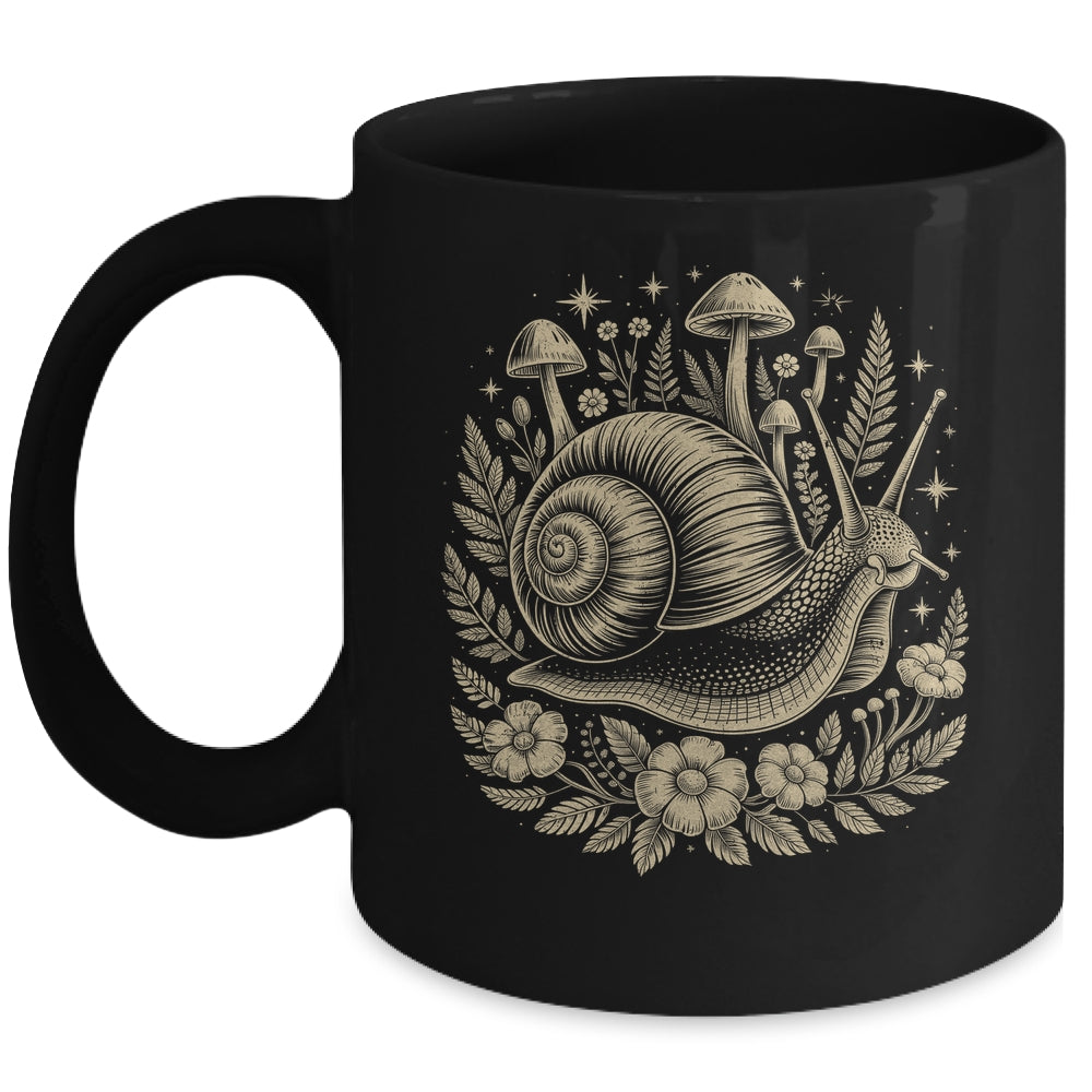 Snail Mushroom Floral Cottagecore Fairycore Aesthetic Women Mug | siriusteestore