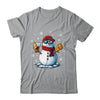 Snowman Playing Baseball As Pitcher Boys Men Christmas Shirt & Sweatshirt | siriusteestore