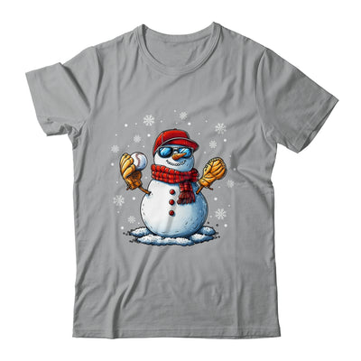 Snowman Playing Baseball As Pitcher Boys Men Christmas Shirt & Sweatshirt | siriusteestore
