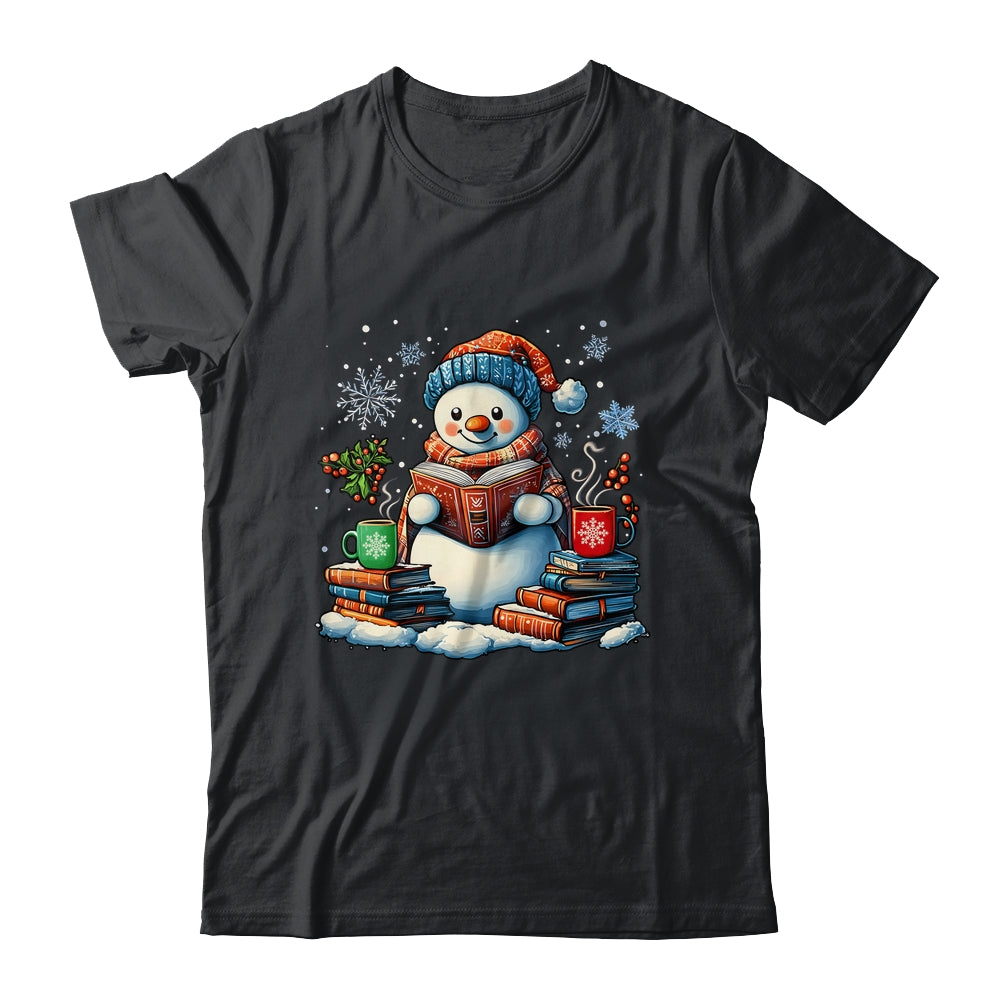 Snowman Reading Book Lovers Christmas Bookworm Librarian Shirt & Sweatshirt | siriusteestore