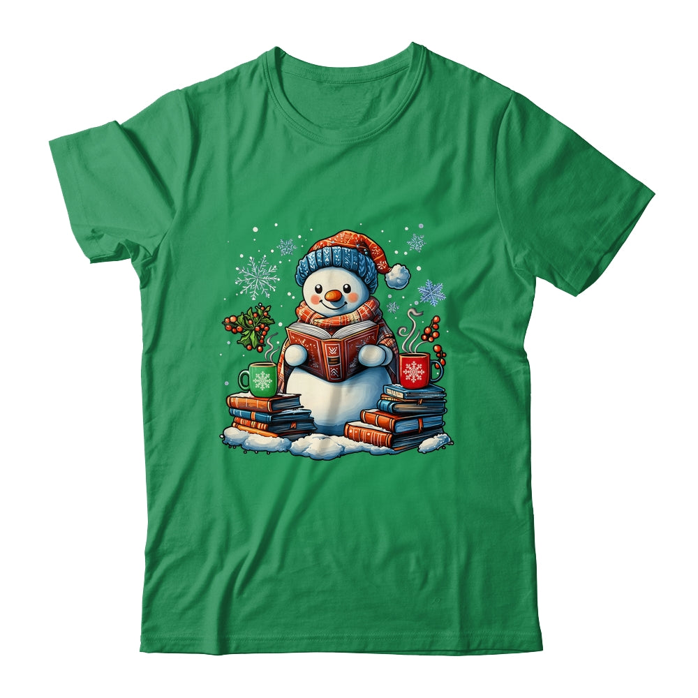 Snowman Reading Book Lovers Christmas Bookworm Librarian Shirt & Sweatshirt | siriusteestore