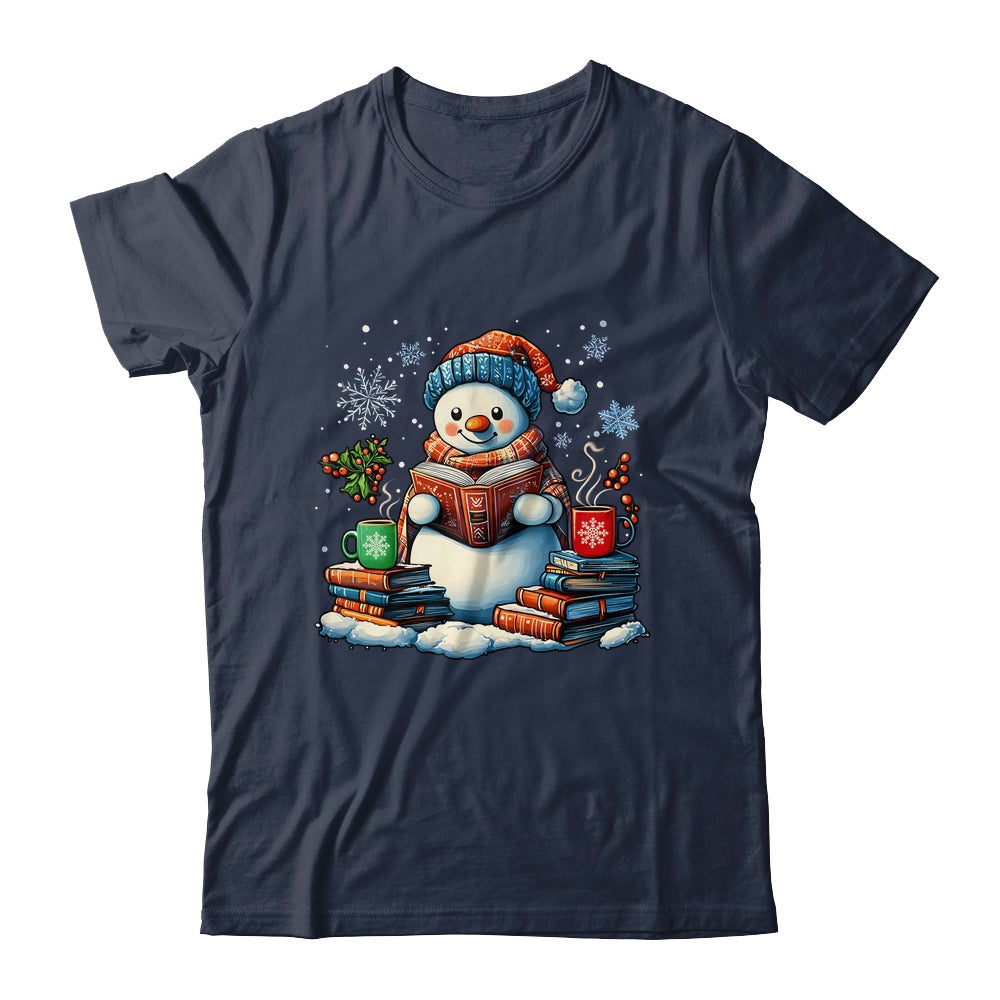 Snowman Reading Book Lovers Christmas Bookworm Librarian Shirt & Sweatshirt | siriusteestore