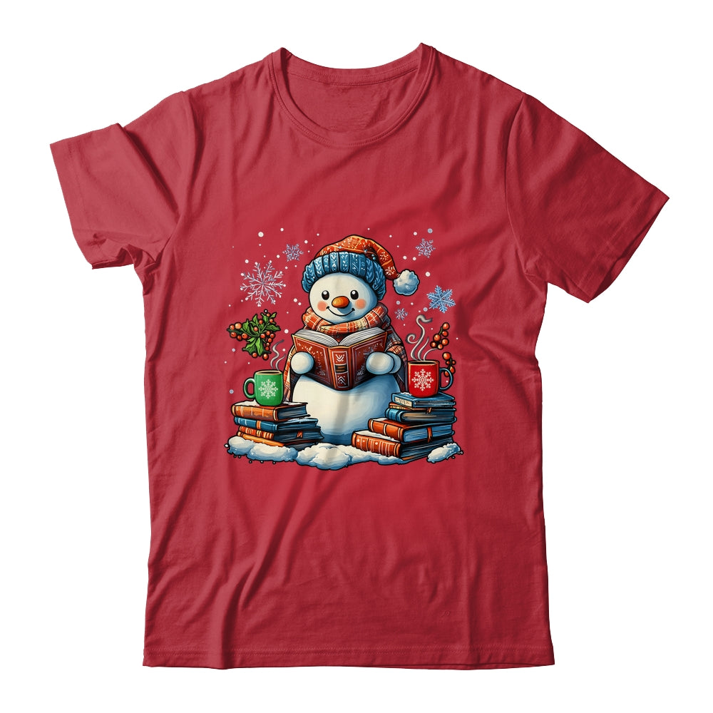 Snowman Reading Book Lovers Christmas Bookworm Librarian Shirt & Sweatshirt | siriusteestore