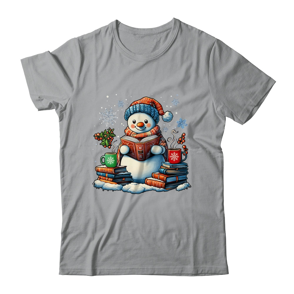 Snowman Reading Book Lovers Christmas Bookworm Librarian Shirt & Sweatshirt | siriusteestore