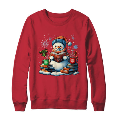 Snowman Reading Book Lovers Christmas Bookworm Librarian Shirt & Sweatshirt | siriusteestore