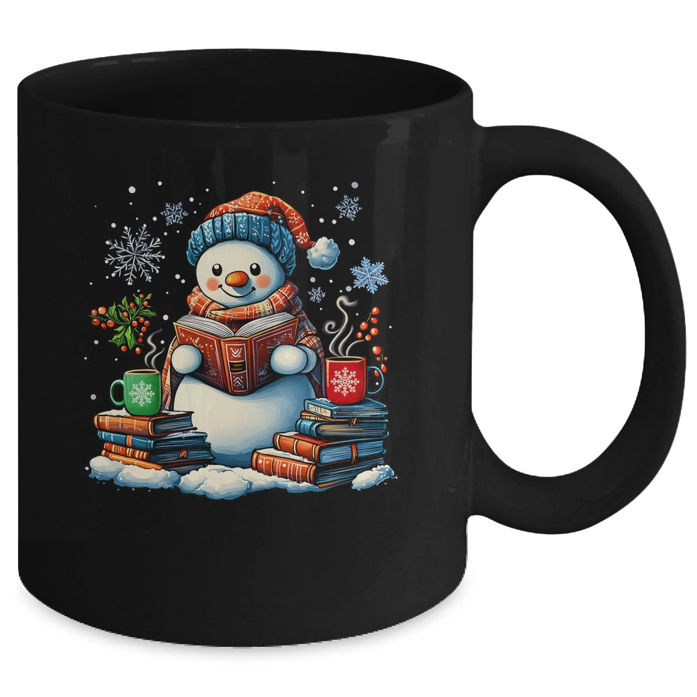 Snowman Reading Book Lovers Christmas Bookworm Librarian Mug | siriusteestore
