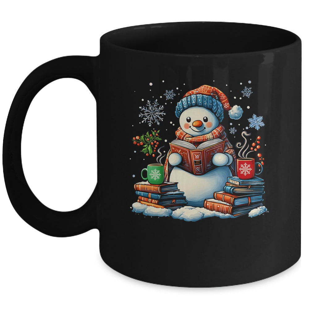 Snowman Reading Book Lovers Christmas Bookworm Librarian Mug | siriusteestore