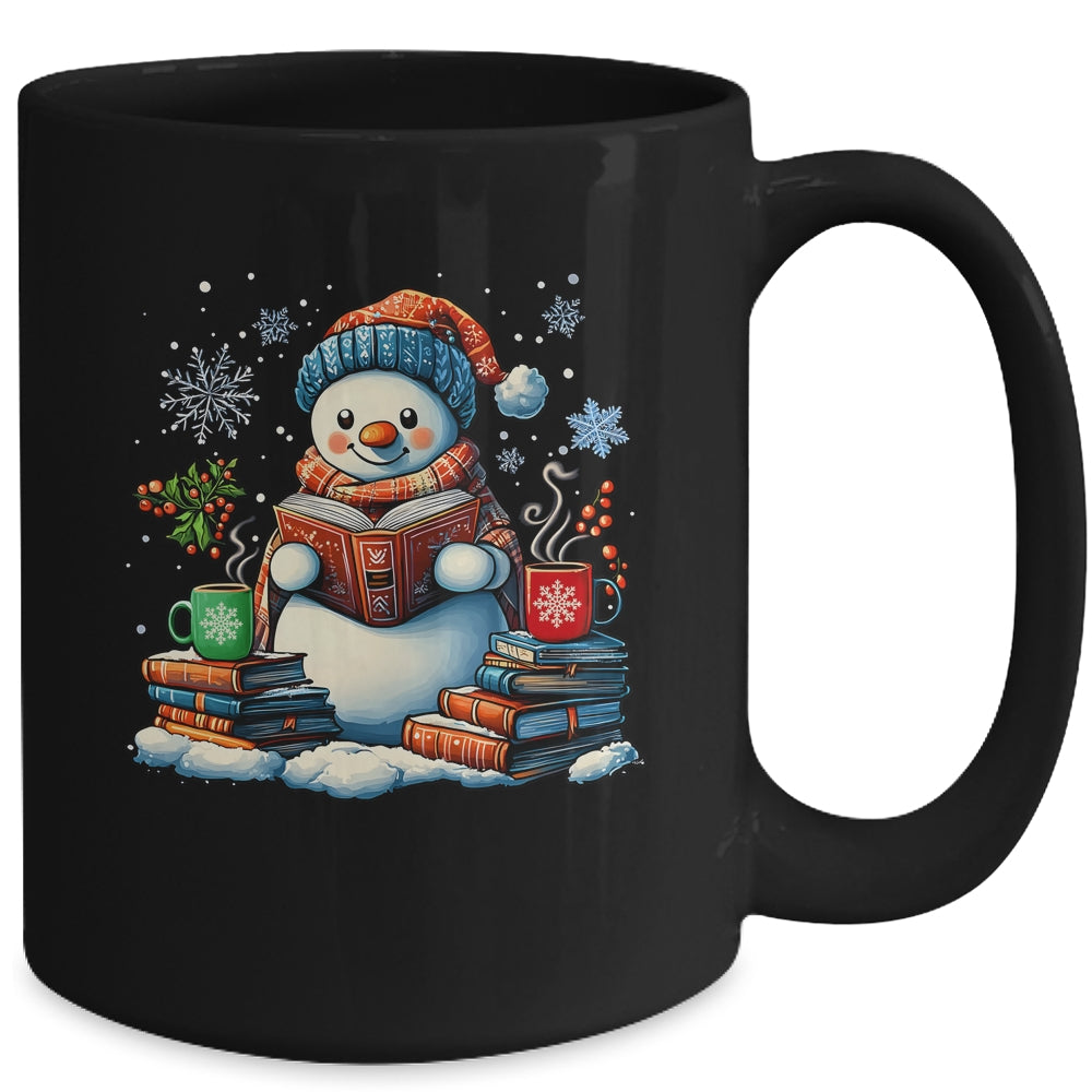 Snowman Reading Book Lovers Christmas Bookworm Librarian Mug | siriusteestore