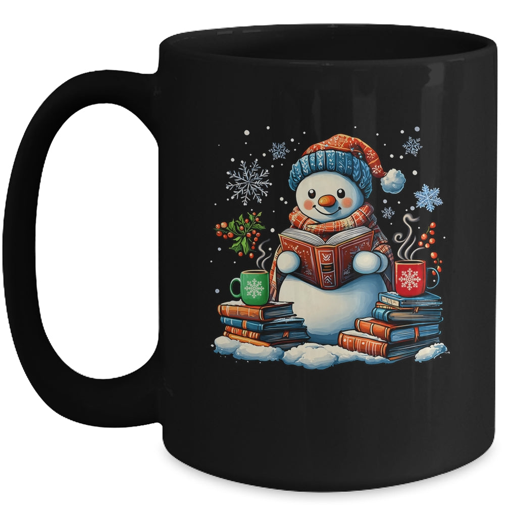 Snowman Reading Book Lovers Christmas Bookworm Librarian Mug | siriusteestore