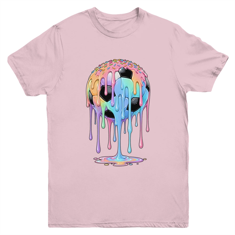 Soccer Ball Ice Cream Dripping Cute Soccer Drip Boys Girls Youth Shirt | siriusteestore