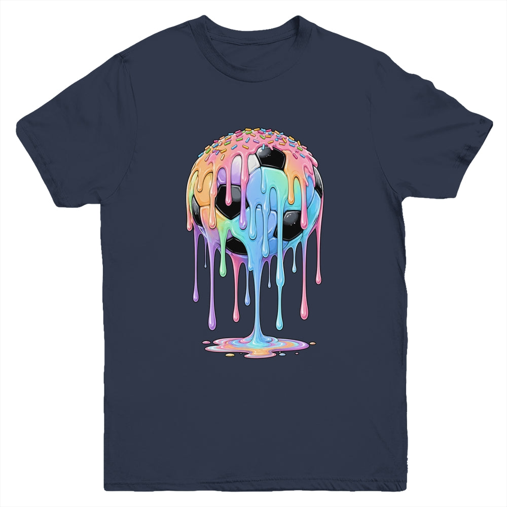 Soccer Ball Ice Cream Dripping Cute Soccer Drip Boys Girls Youth Shirt | siriusteestore