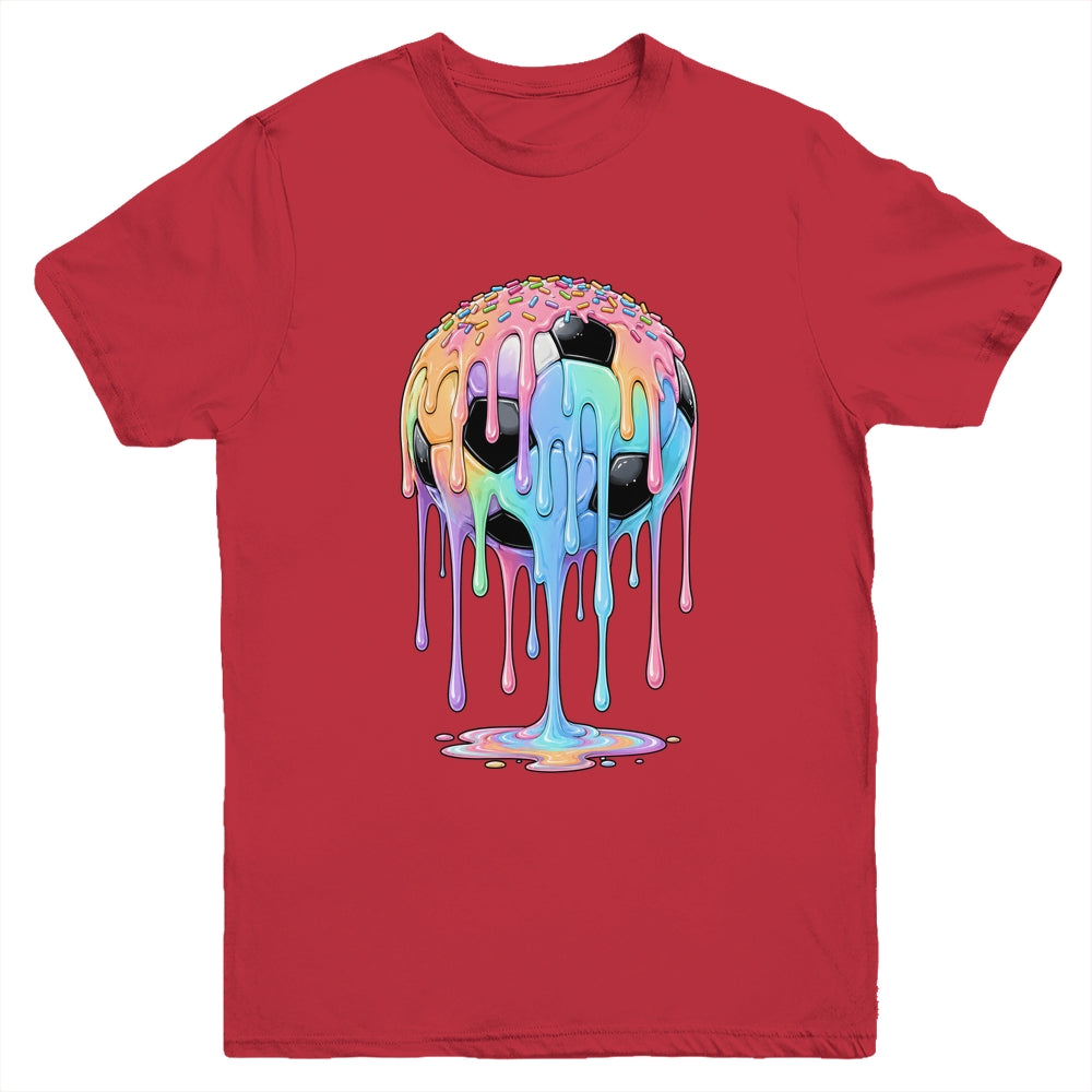 Soccer Ball Ice Cream Dripping Cute Soccer Drip Boys Girls Youth Shirt | siriusteestore