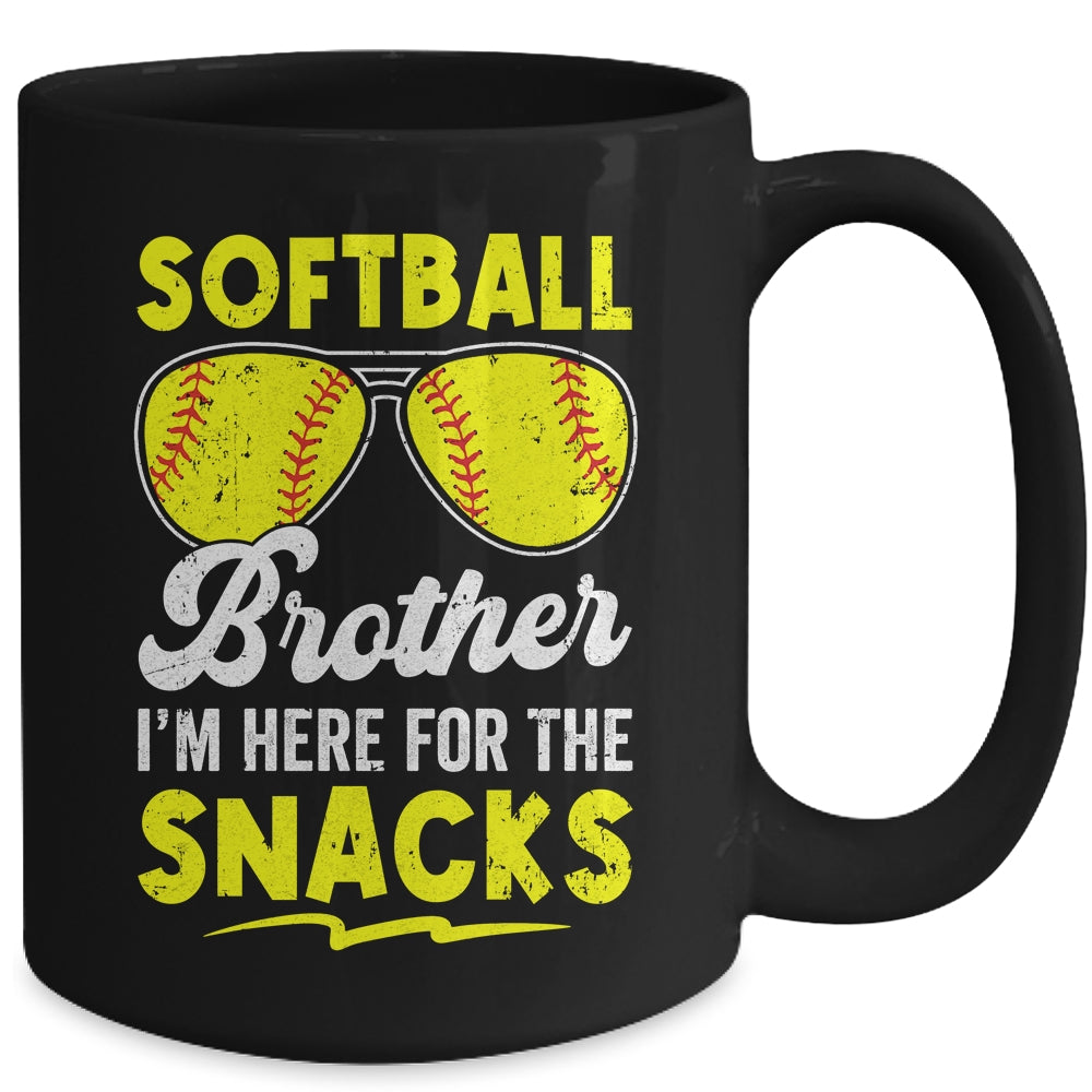Softball Brother I'm Just Here For The Snacks Funny Retro Mug | siriusteestore