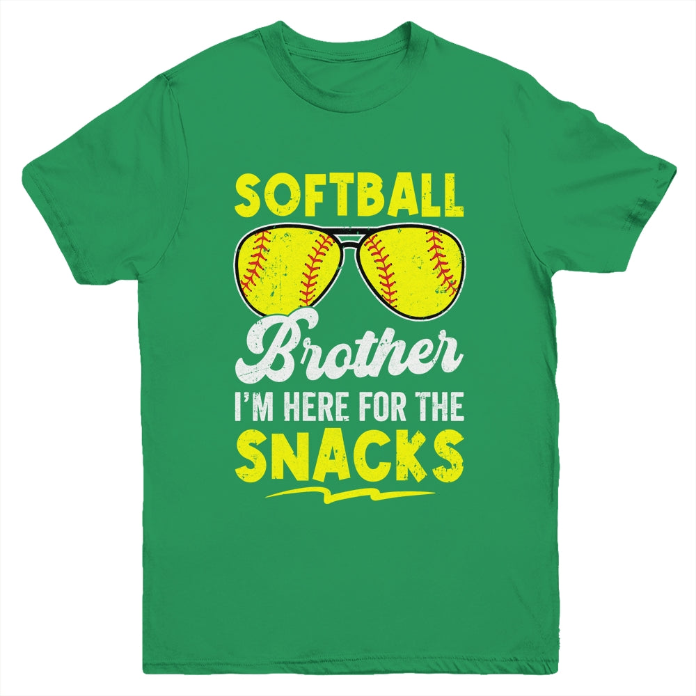 Softball Brother I'm Just Here For The Snacks Funny Retro Youth Shirt | siriusteestore