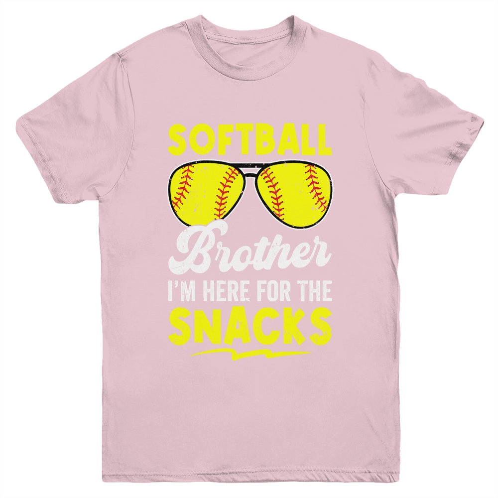 Softball Brother I'm Just Here For The Snacks Funny Retro Youth Shirt | siriusteestore