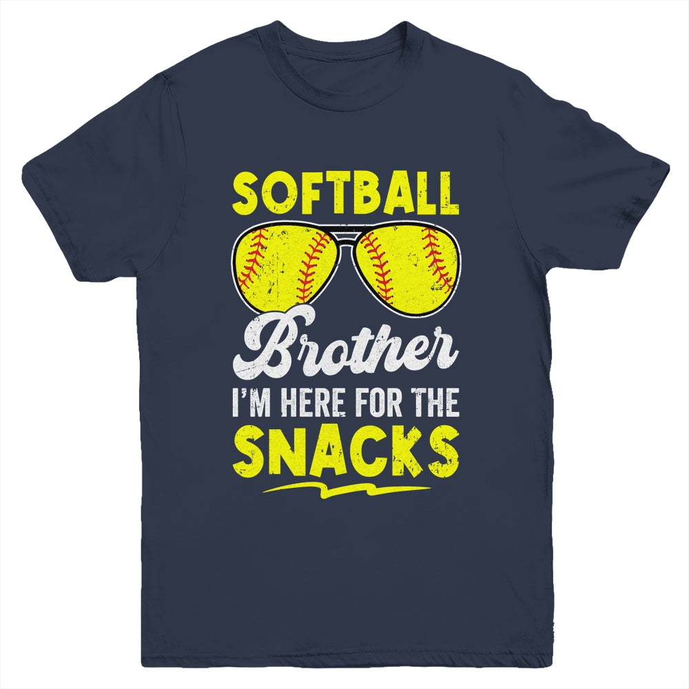 Softball Brother I'm Just Here For The Snacks Funny Retro Youth Shirt | siriusteestore